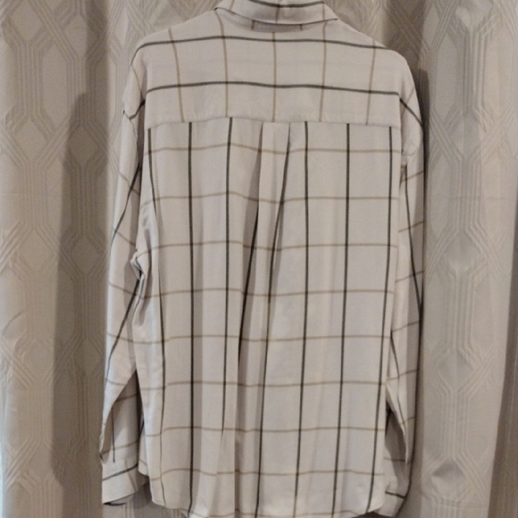 Van Heusen Men's Cream and Tan Plaid Shirt Large - Picture 5 of 6